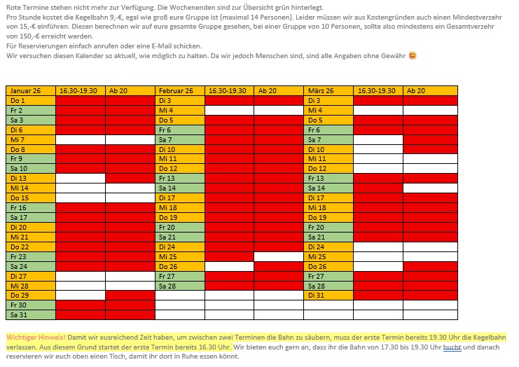Kegelbahntermine KD Opladen