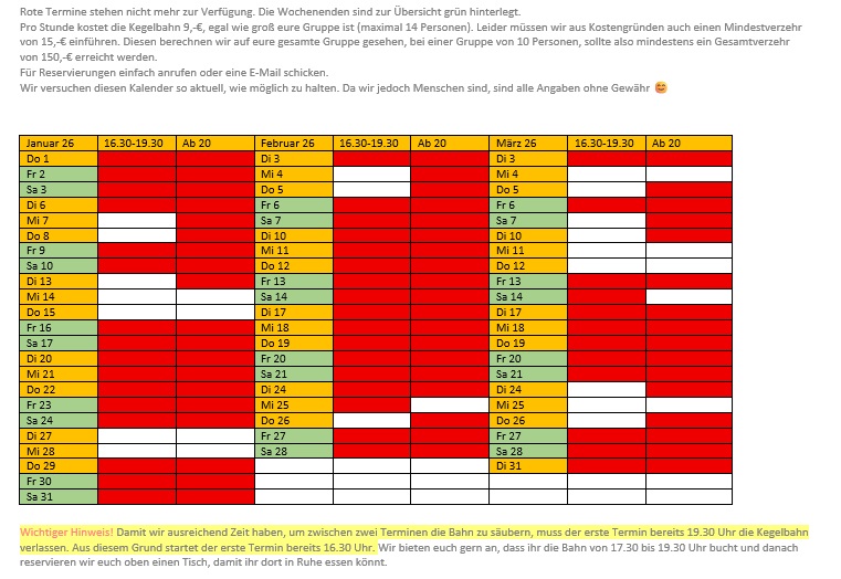 Kegelbahntermine KD Opladen